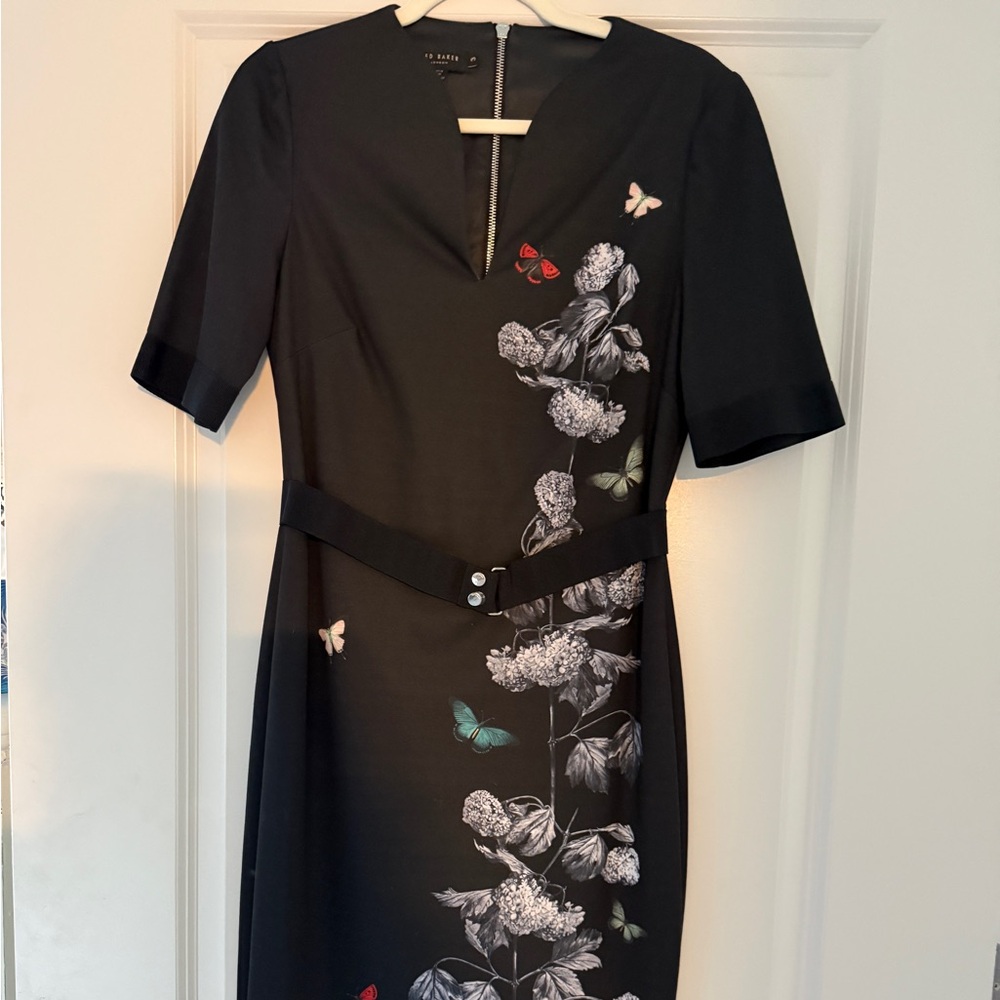 Ted Baker London Black Floral Midi Dress